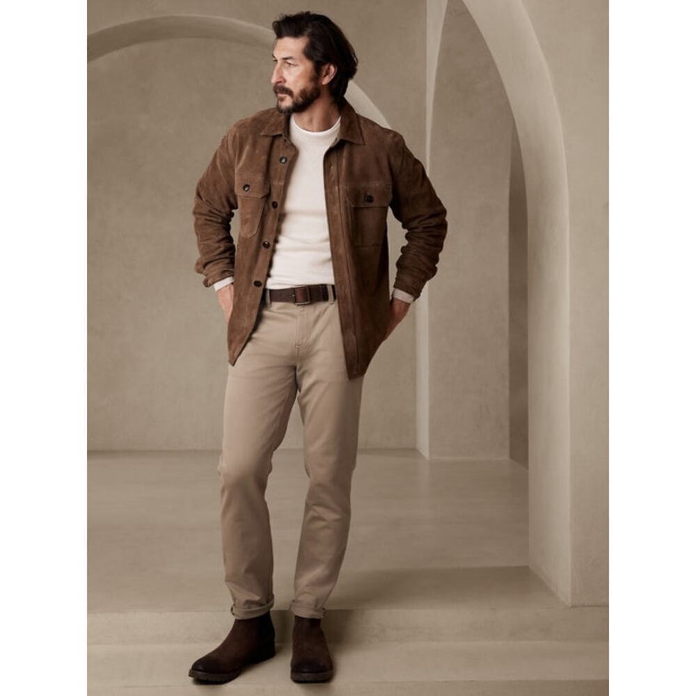 Banana Republic Slim Fit Tapered Leg Traveler Pant Cotton Khaki Size 40X34 NWOT